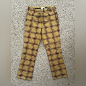Anthropologie Yellow Plaid Chinos with Navy & Red Windowpane Size 2